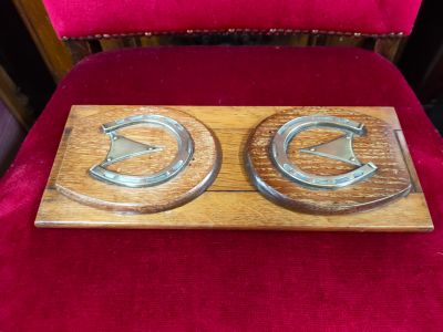 Oak & brass wooden bookslide