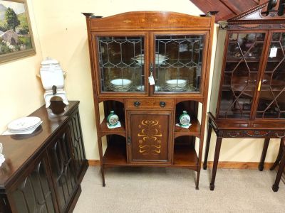 Art nouveau mahogany display cabinet