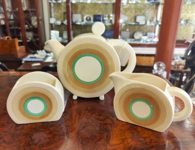 Clarice cliff three piece tea set 