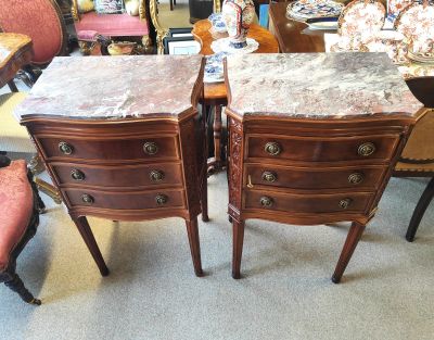 Pair of marble top pedestals