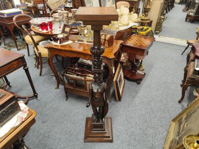 Carved oak pedestal