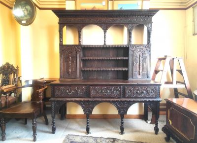 A Victorian carved oak dresser