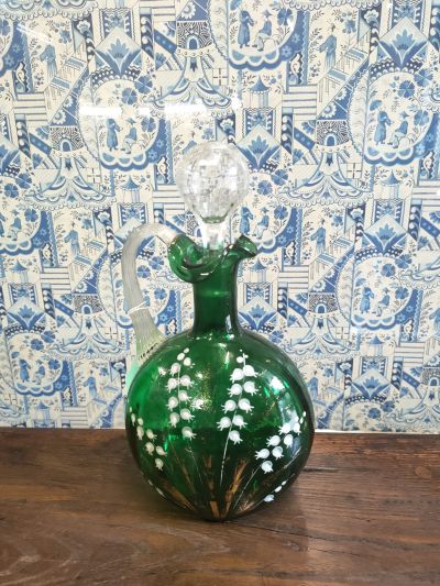 Green glass victorian decanter