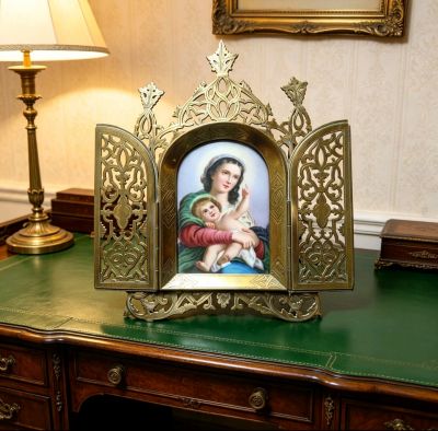 19th century gilt framed porcelain plaque