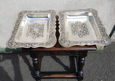 Pair of silver plated entree dishes
