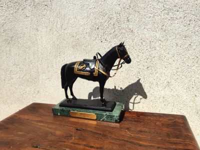 Bronze horse on marble plinth