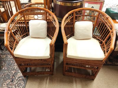 Pair of bamboo armchairs