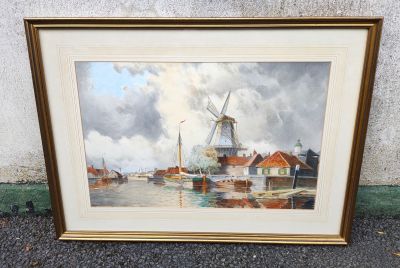 Framed dutch watercolour , signed