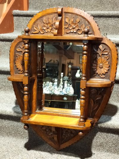 Victorian oak framed mirror 