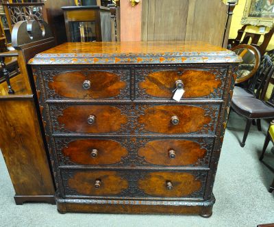 Victorian burr walnut chest of drawers