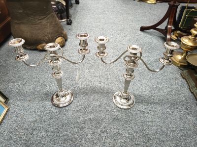 Pair of silver plated candelabra