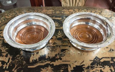 Pair of EPNS plated wine coasters