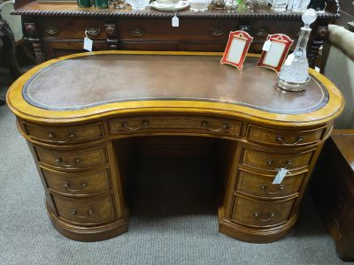 Walnut leather top desk