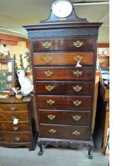 19th century mahogany chest raised on base and ball & claw feet