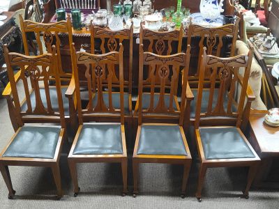 Set of eight art nouveau chairs