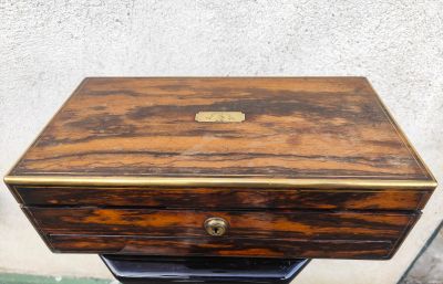 Victorian gentlemans coromandel  travelling box with silver mounts