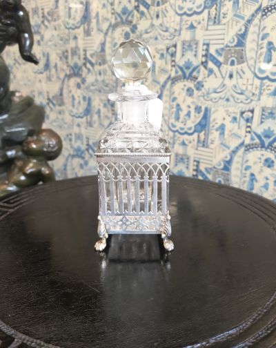 Silver stand & perfume bottle