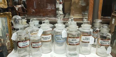 Various old chemist / pharmacy jars & bottles