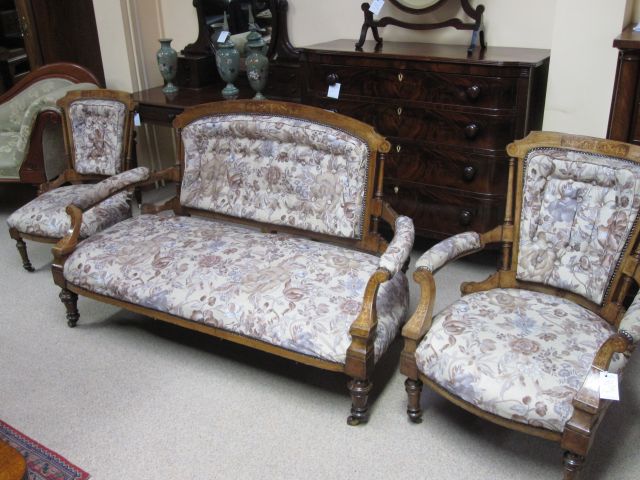 A 3 piece walnut suite