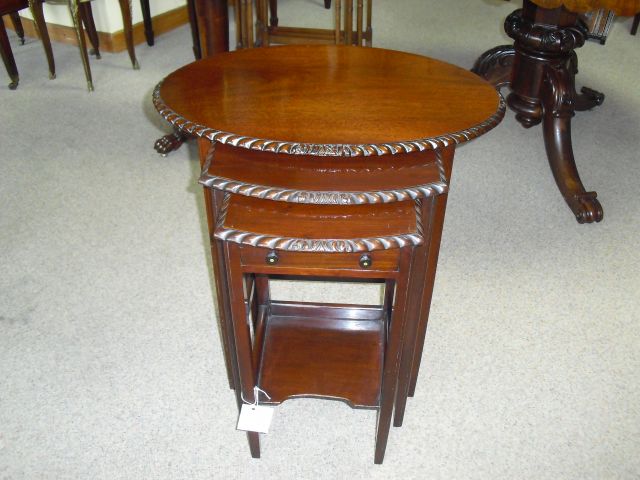 Mahogany nest of 3 tables