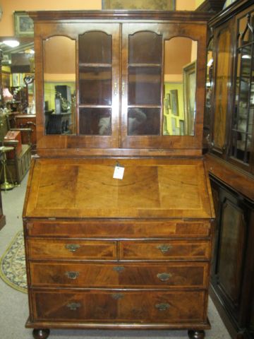 18th century walnut bureau bookcase