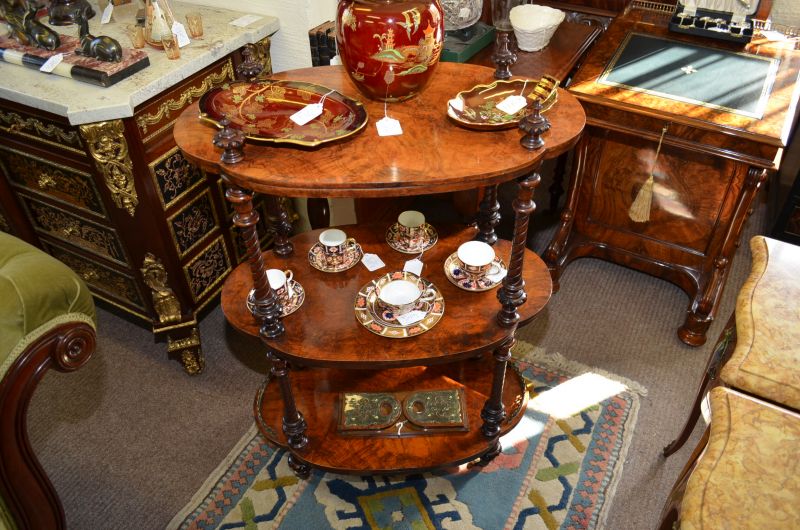 Victorian three tier walnut wot-not