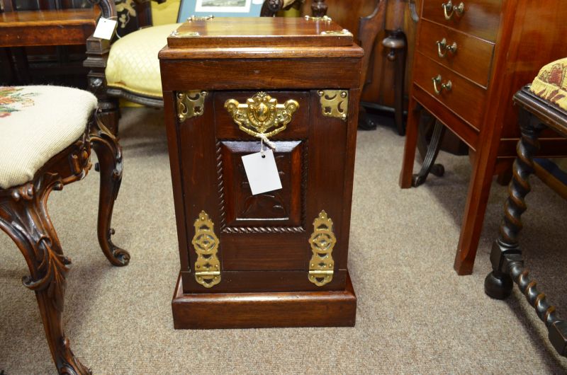 Mahogany and brass coal box