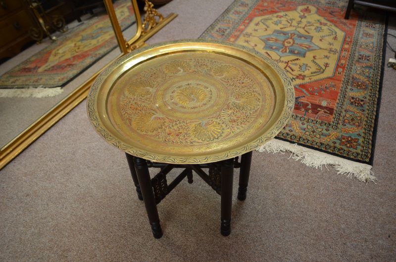 Brass and oak  low  table