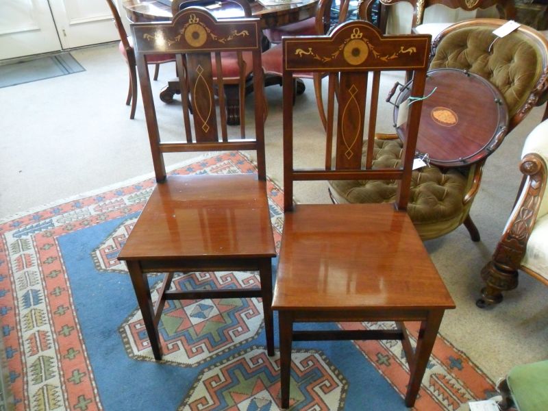 Pair of Edwardian mahogany chairs 