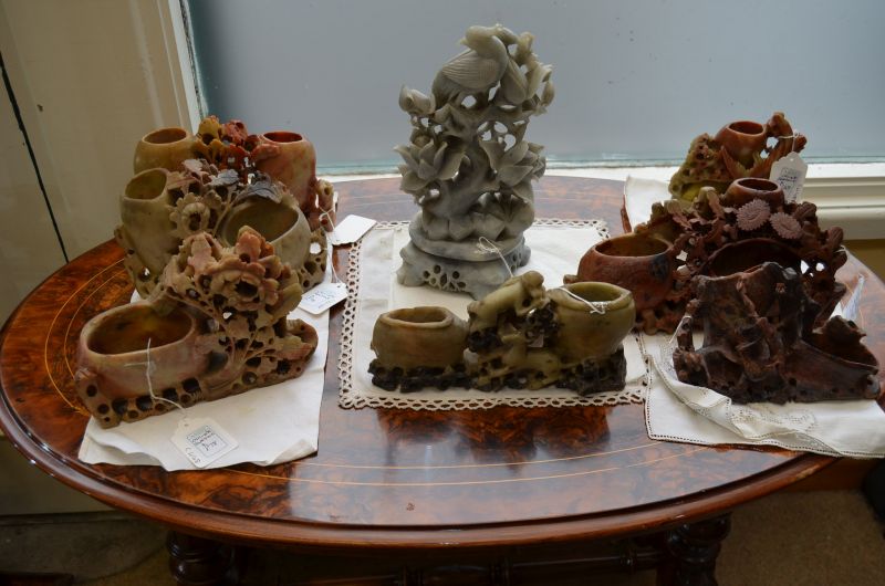 Various chinese carved soapstone available