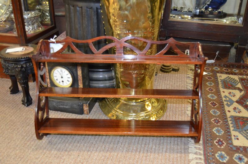 Hanging mahogany shelves