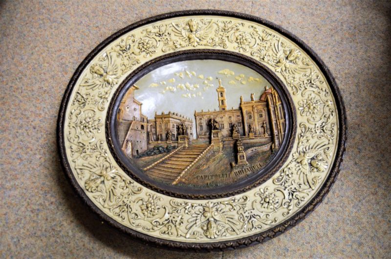 Hand painted pottery plaque