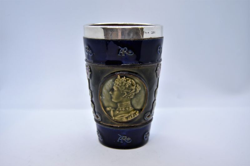 Silver rimmed lambeth doulton