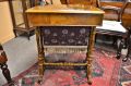 Victorian burr walnut sewing table Thumbnail 3