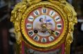 19th century gilt and painted porcelain french mantel clock Thumbnail 2