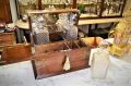 Oak and brass cased tantalus containing three cut glass decanters Thumbnail 3