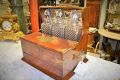 Oak and brass cased tantalus containing three cut glass decanters Thumbnail 3
