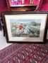19th century walnut framed hunting engraving Thumbnail 3