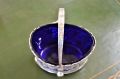Silver sugar basket with original blue liner. Thumbnail 3