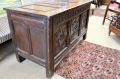 18th century carved Oak coffer / chest Thumbnail 4