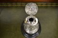 Victorian silver inkwell mounted on wooden plinth Thumbnail 4
