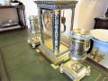 Three piece french clossonie clock set with bevelled glass Thumbnail 2