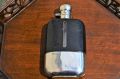 Silver & leather hip flask Thumbnail 3