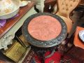 Carved marble top chinese hardwood plant stand Thumbnail 2