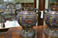 Pair of metalware japanese vases Thumbnail 2