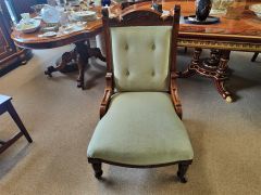 Victorian oak low chair Thumbnail 2