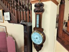 Edwardian oak cased barometer Thumbnail 2