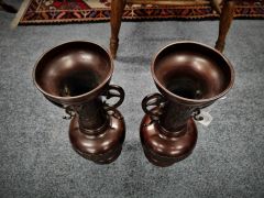 Pair of japanese bronze vases Thumbnail 4