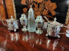 Five piece silver cruet set with mustard spoon Thumbnail 6