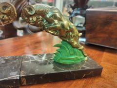 Pair of art deco gilt metal & marble book ends Thumbnail 2